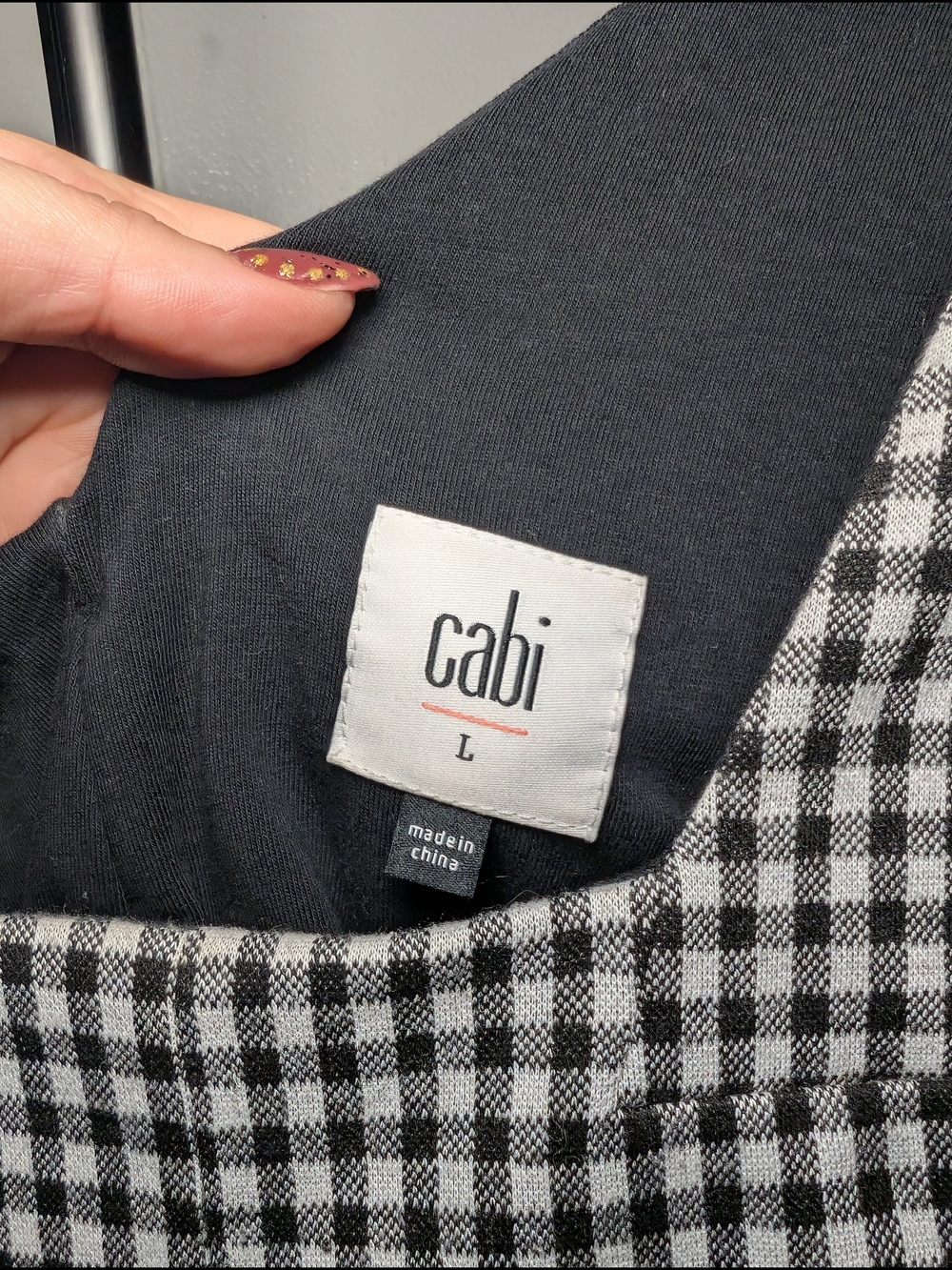 CAbi Black and White Gingham Square Neck Camisole - Picture 2 of 2